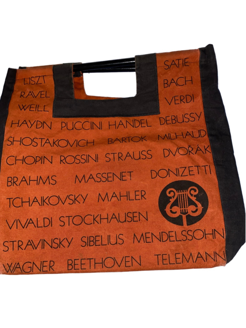 Women's Moonlight San Francisco Classical Composers Structured Black Tote Bag - Picture 2 of 4
